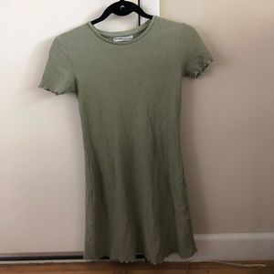 Pull & Bear khaki green sexy tight t-shirt dress